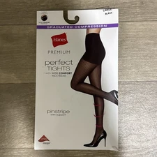 Hanes Premium Perfect Tights W/ Wide Comfort Waistband Black Size L
