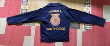 Vintage FFA Blue Corduroy Jacket Indiana Sz 34 Zip 1970s 80s Chainstitch