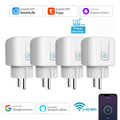 4x Smart TUYA WLAN Steckdose 20A App Timer Energiezähler Alexa Google Home DE