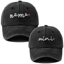 2Pcs Mama and Mini Hats Embroidered Adjustable Parent-Child Baseball Caps Mom...