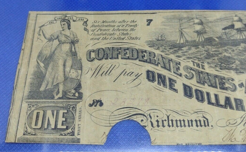 1862 Confederate States of America, Richmond, $1 Cancelled Note (A242) - Picture 3 of 7