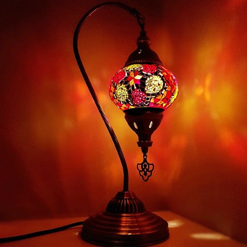 Moroccan Turkish Mosaic Lamp Colourful Glass Handmade Table Desk Light FREE BULB - Picture 78 of 436
