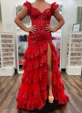 Red Sherri Hill prom gown bridal gown dress 55801 size 20