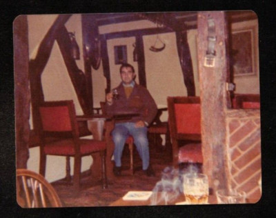 Antique Vintage Photograph Man Having a Drink in Old Time Country Lodge
