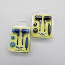 ONN. Groove Earphones Earbuds with Mic Lot of 2 - 3.5 MM AUX Blue and Black