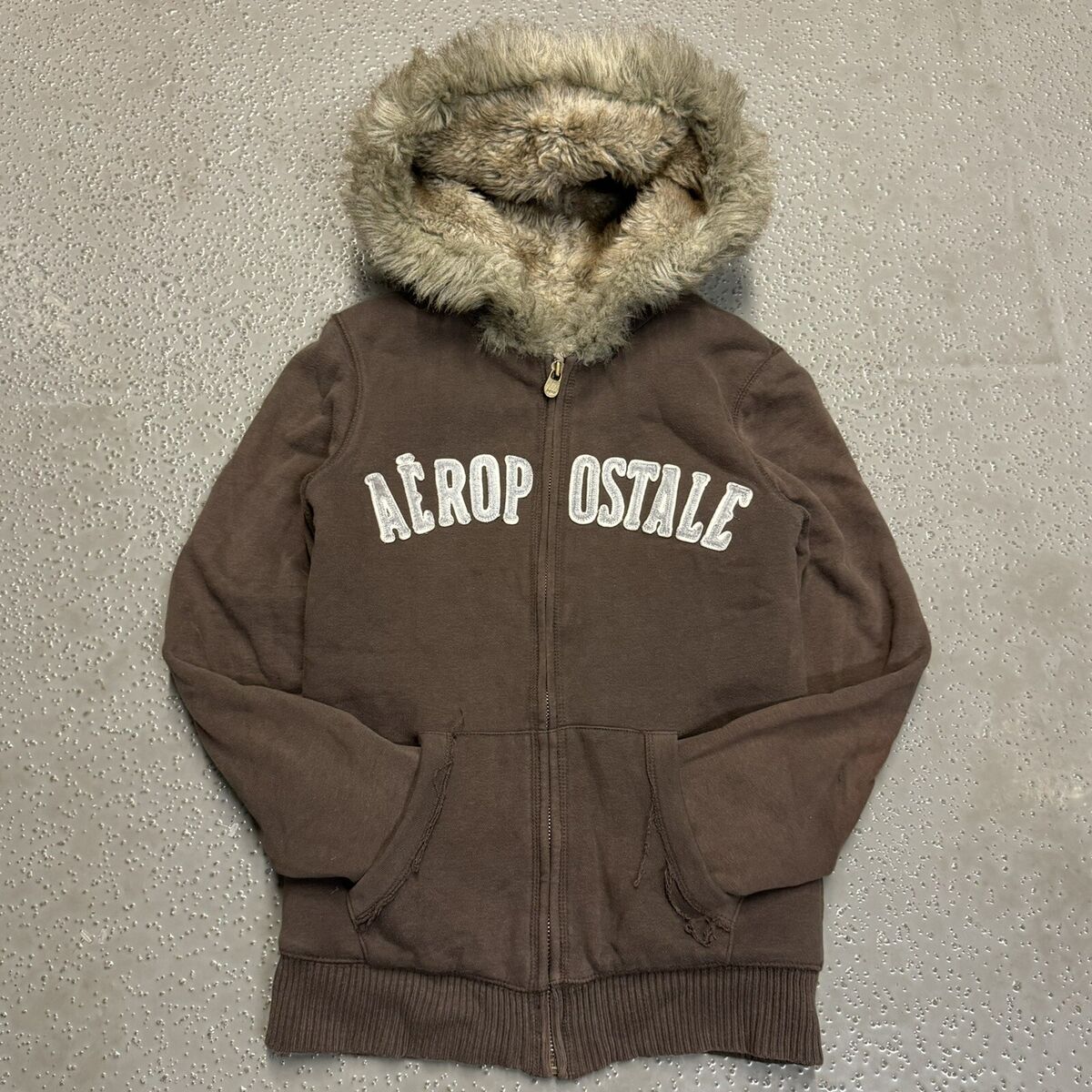 Y2K 2000s If Six Was Nine/LGB-Style Aeropostale Fur Lined Zip Up Hoodie  Size S