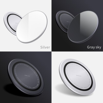 Techno S Fast 15W Wireless Charger with USB C Charging Cable - Gray Sky / Silver
