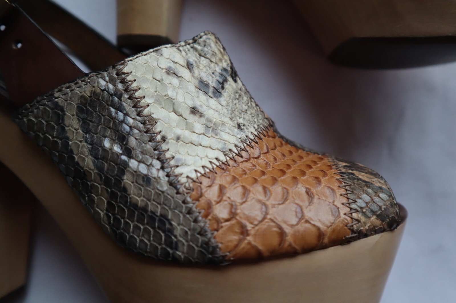 Patchwork Snake Pattern COACH Petrina Peep Toe Sl… - image 3