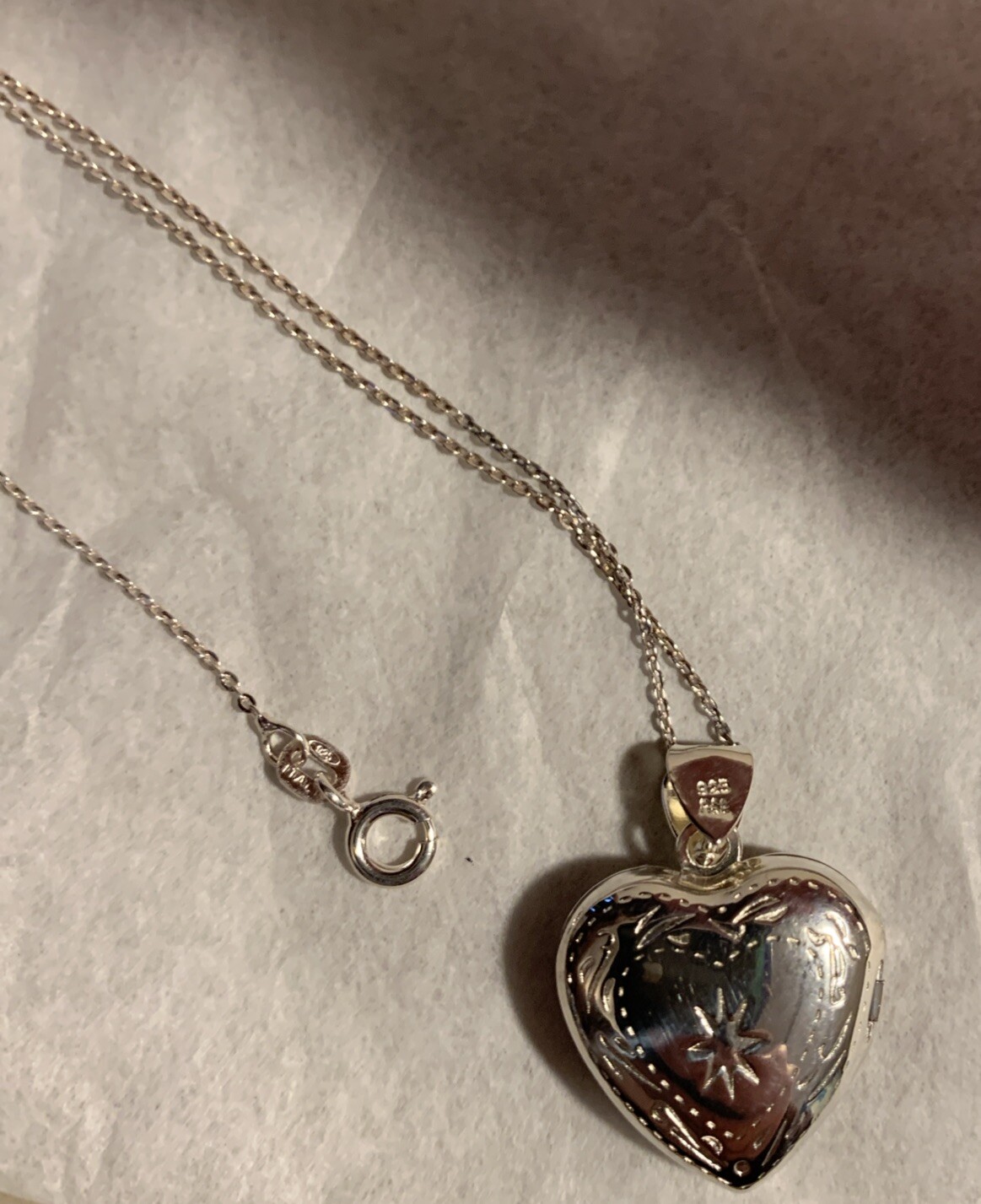 925 Solid Sterling Silver Diamond Puffy Heart Pho… - image 3