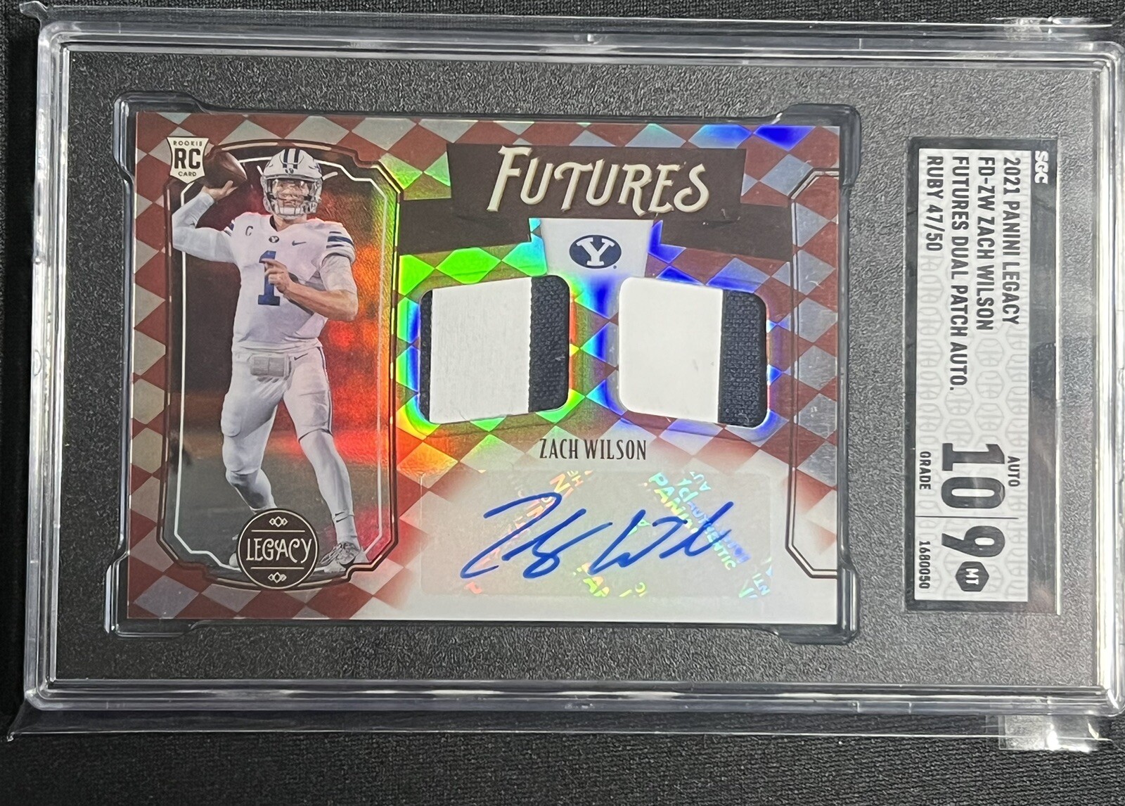 Zach Wilson Panini Legacy Futures Dual Patch Autographs #FDZW Base
