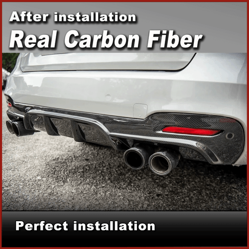 REAL CARBON Rear Bumper Diffuser Dual Outlet Lip For BMW F34 GT M-Sport 2014-17 - Picture 4 of 12