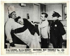 Nothing But Trouble Orig Lobby Card Oliver Hardy Stan Laurel crying in kitchen