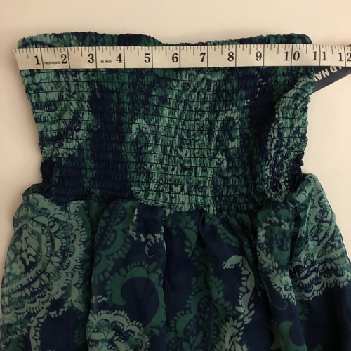 Old Navy Strapless Tube Top Maxi Long Dress XS Small Green Blue Paisley Beach - Picture 3 of 7
