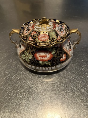 Antike seltene Royal Crown Derby Deckel Doppelgriff Zuckerdose #2451 um 1898 - Bild 14 von 24