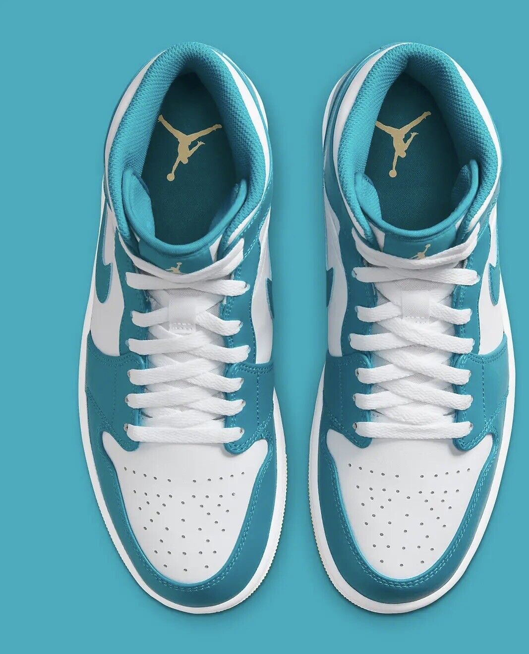 Nike Air Jordan 1 Mid Shoes "Aquatone" White Celestial Gold DQ8426-400 Men's NEW