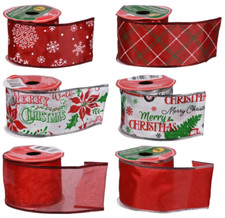 New Wired Edged Ribbon Christmas Poinsettia Red Snowflake  Choice