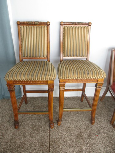 Vintage Pair French Country Ornate Acanthus Leaves Design Wood Bar