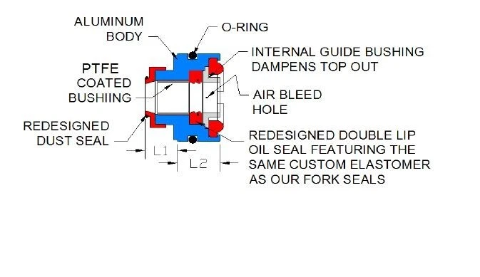 Kit de cabezal de sellado de amortiguador trasero 44 x 14 mm para Honda CR250R 1985-1987, CR500R 1985-1987 Foto 2 de 2