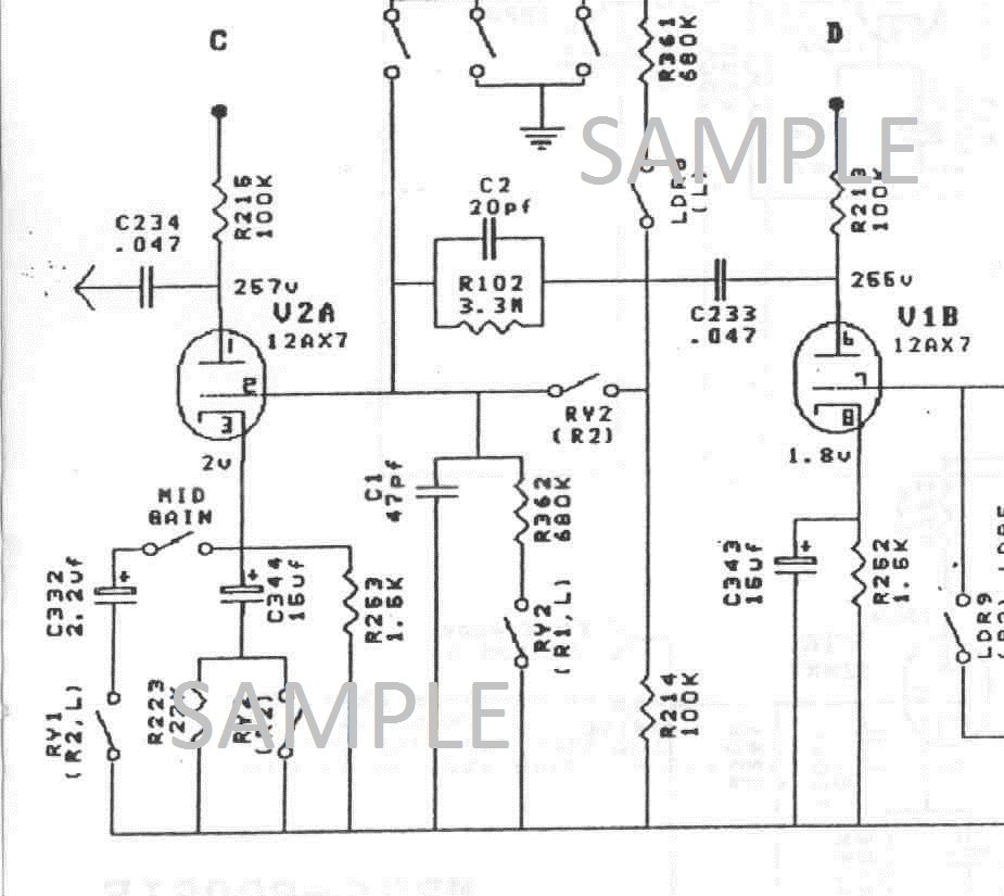 Mesa Boogie Mark IV Tube Amplifier Dual Rectifier Circuit Diagram (partial)