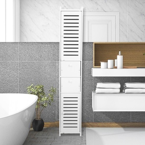 118cm Bathroom Storage Cabinet Organiser Cupboard Shelf Laundry Toilet Tall Slim - Picture 7 of 12