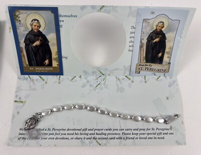 St Peregrine And St Anthony Blue Rosary Rope Necklace 1 White Bracelet Set Of 2