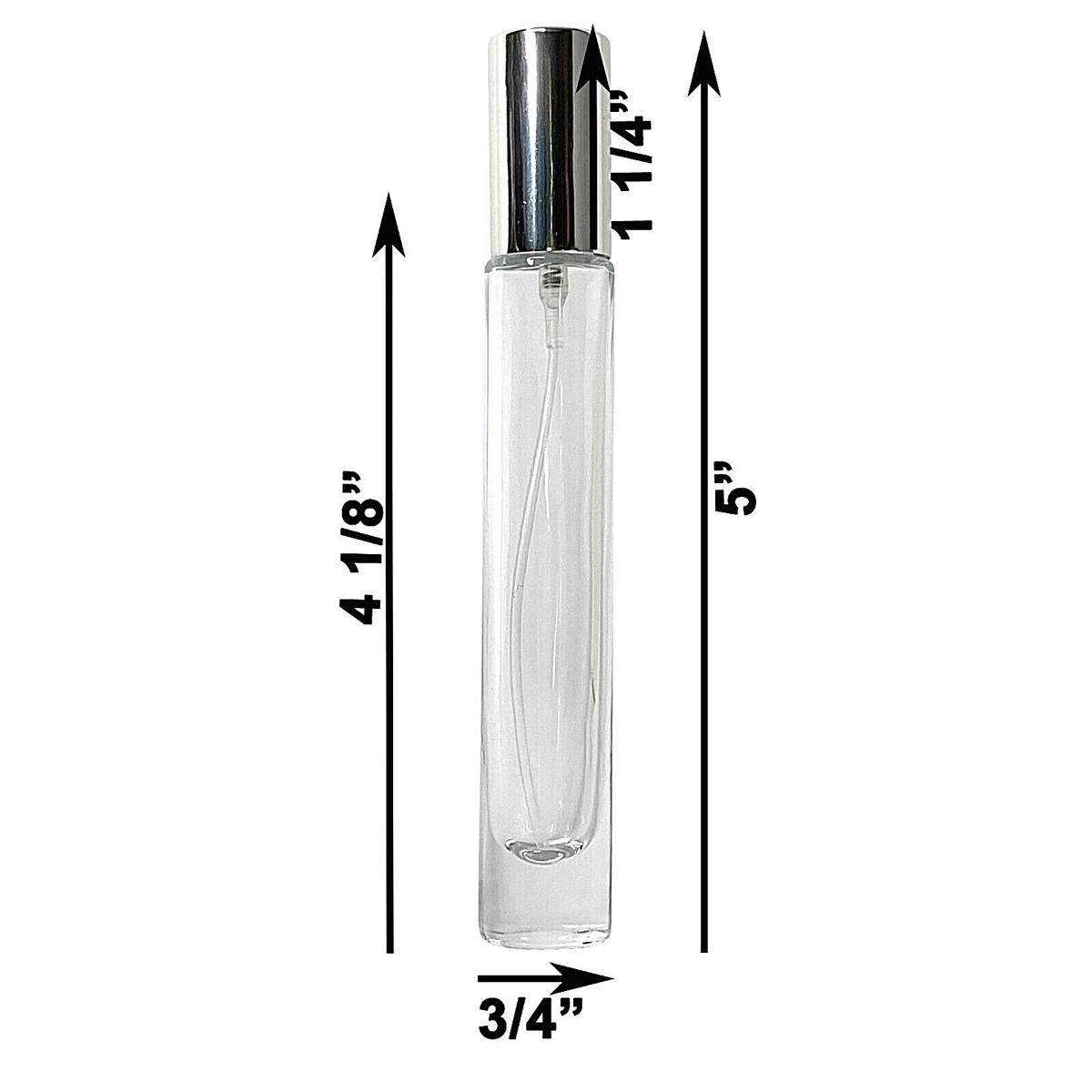 10ml 0.34oz perfume cylinder thick glass spray bottle silver