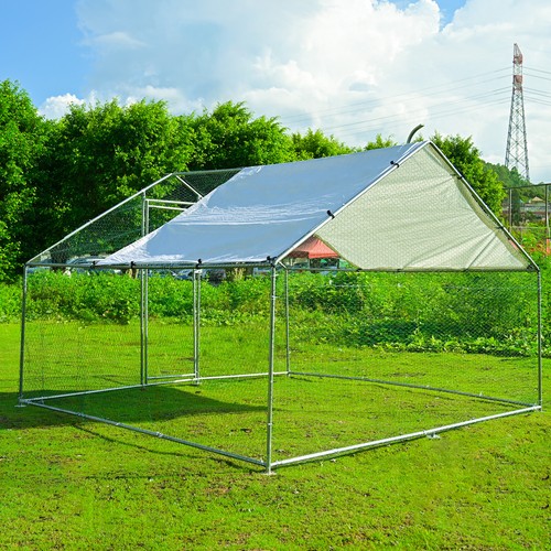 Large 10 FT Metal Poultry Cage with Cover Set Hen Run House Walk-in Chicken Coop - Picture 14 of 15