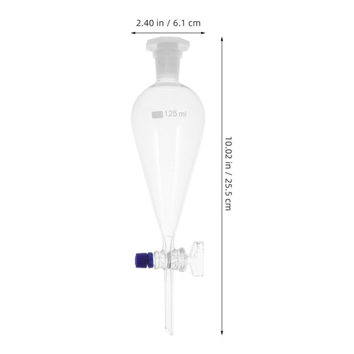 Borosilicate Glass Separatory Funnel lab funnels Separatory Flask 125ML - Picture 3 of 12