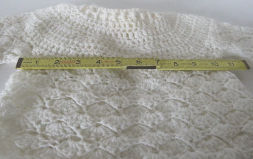 Baby Infant Sweater Handmade Crocheted White Shiny Pom Pom - Picture 6 of 10