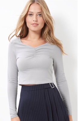 ruched front top long sleeve