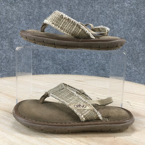 Crevo Sandals Toddler 9 Monterey II Slingback Flip Flop Beige Fabric CVK1001-250 - Picture 2 of 17