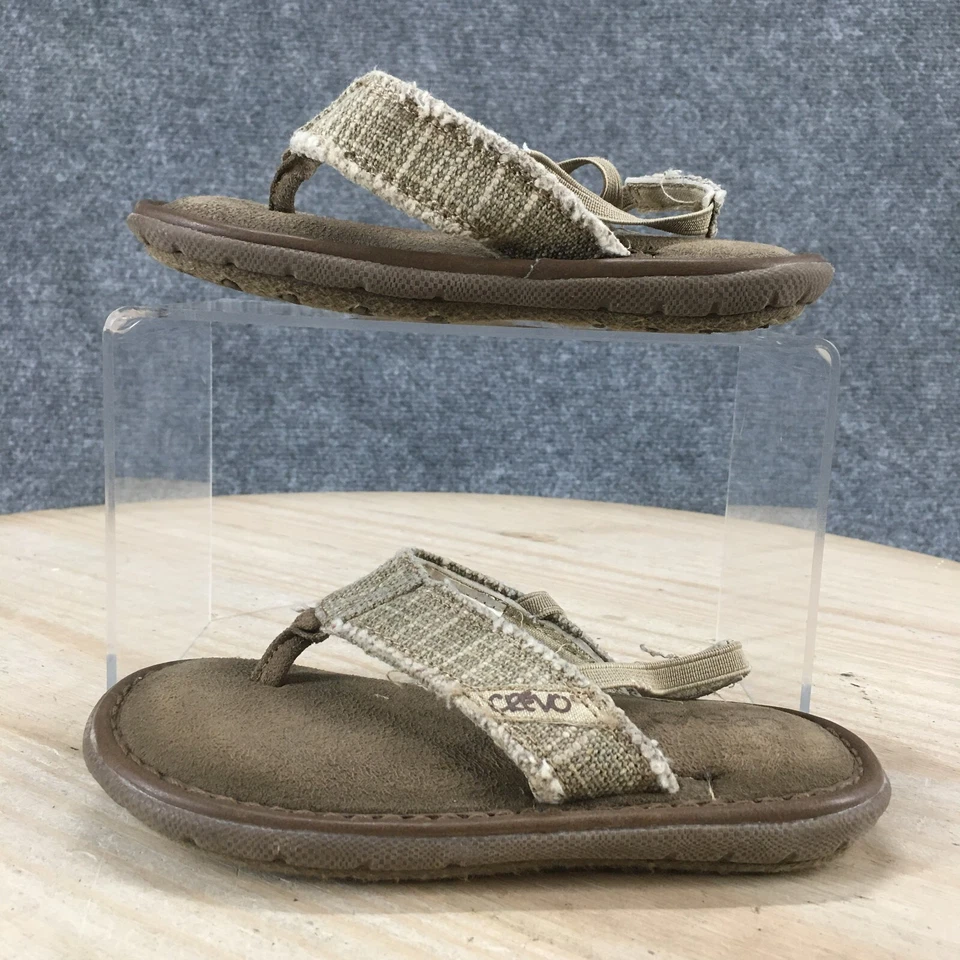 Crevo Sandals Toddler 9 Monterey II Slingback Flip Flop Beige Fabric CVK1001-250 - Image 2 of 4