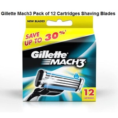 Shaving Blades Gillette Mach3 Pack Razor refill cartridges of 12 Cartridges 786A
