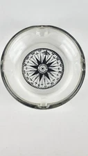 Vintage Glass Ashtray 6” W X 1.5” T Mariners Compass Nautical