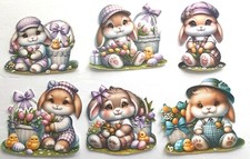 UPick Easter Bunniy Girl Boy Basket Eggs Overalls Chicks 3D Embellishment 4072a