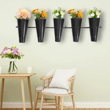 5 Buckets Wall-mounted Flower Stand with Buckets Decorative Flower Display Stand