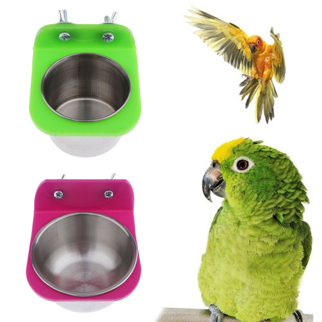 2pcs Bird Cage Food Water Feeding Bowl for Parrot Parakeet Cage