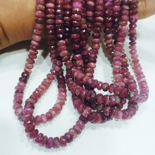 AAA+ Top Quality Ruby Beads, Faceted Ruby Beads, Gemstone Rondelle Ruby Beads - Picture 3 of 3