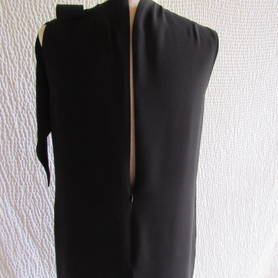 黑色丝绸连衣裙 8 Raoul Anthropologie 分层 Raoul Fr 40 弓垂褶肩 — 第 4/4 张图片