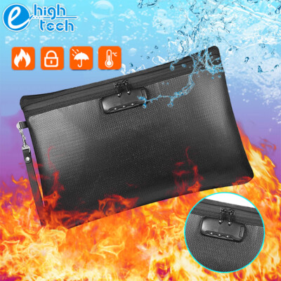 Fireproof Document Bag with Lock Zipper Waterproof Journal Notary Storage Pouch