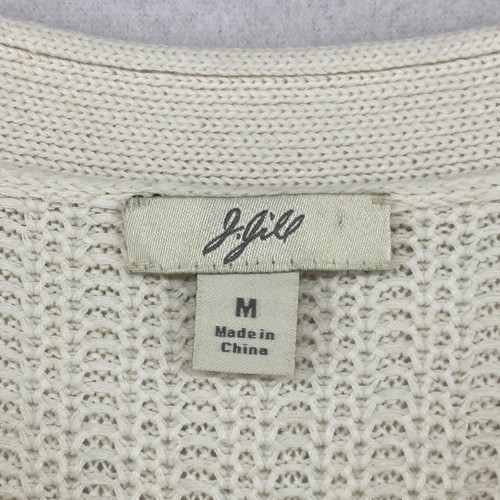 J. JILL Cardigan M Linen Cotton Paisley Jumper Button Front 3/4 Sleeve Off White - Picture 8 of 12