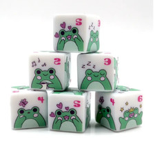 10-Pack of Frog Dice  Printed d6 Dice Featuring Cute Green Frog Numbered