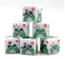 10-Pack of Frog Dice | Printed d6 Dice Featuring Cute Green Frog Numbered