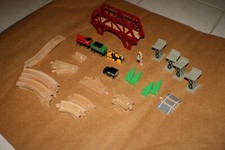 Brio Train Railway Wooden Red Bridge, Trees, Tracks, Supports Toy Kids Play