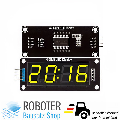 7-Segment Display Modul 4-stellig gelb TM1637 0.56'' Arduino ESP32 Raspberry Pi