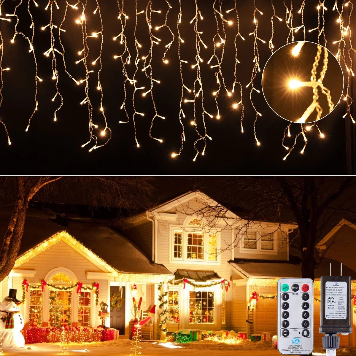 Outdoor warm white sale icicle christmas lights