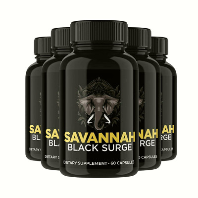 5-Pack Savannah Black Surge Pills, Male Support - 300 Capsules