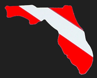 Sticker Florida Map Divers Flag decal Rear Window Bumper Tank  4''  White Red 
