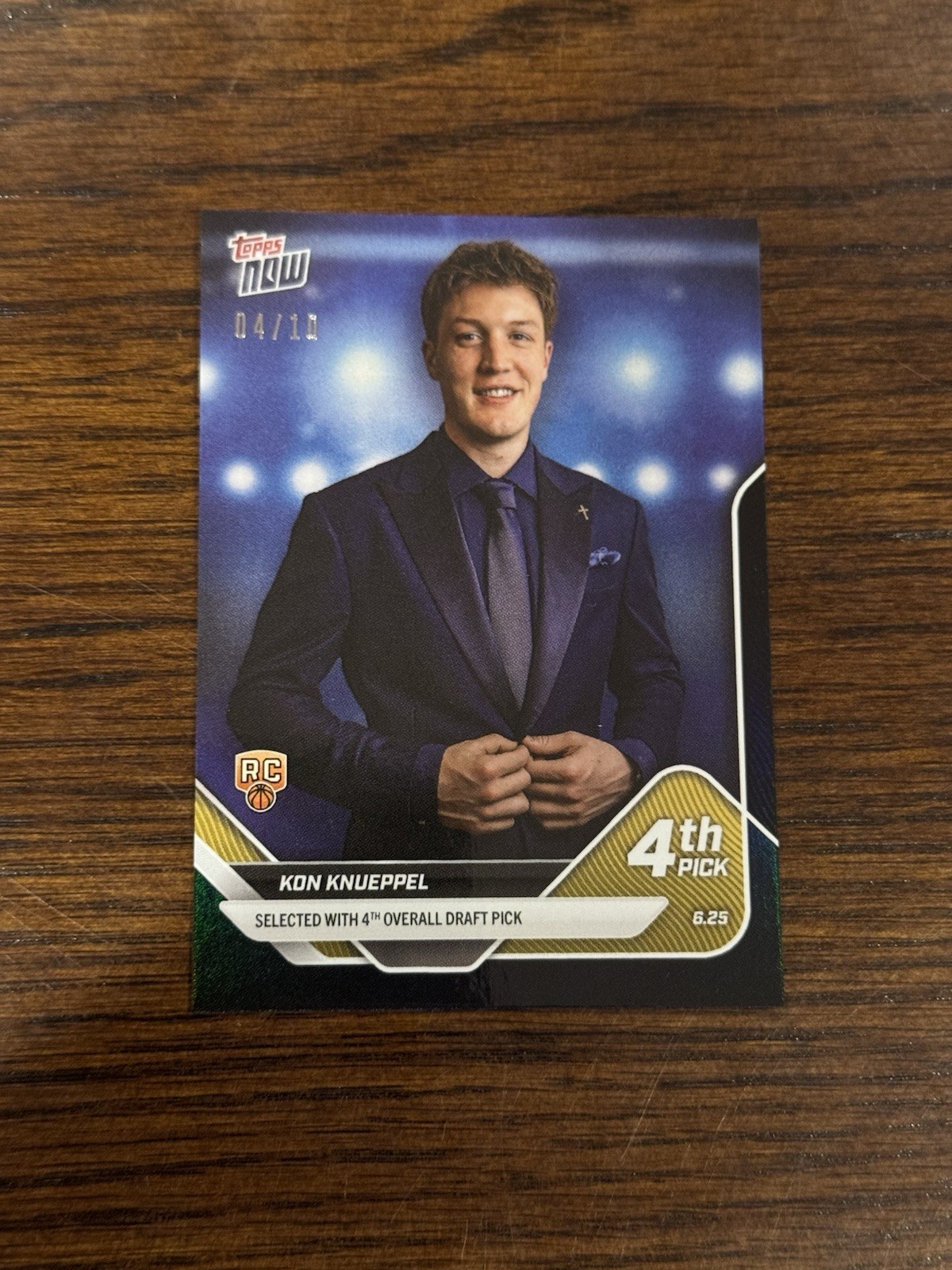 Kon Knueppel RC Hornets 2025 Topps NOW Basketball Card D4 Black Foil /10