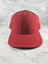 Vtg 90's New Era Blank RED No Logo Solid Fitted Baseball Cap Hat 7 1/4 USA Made